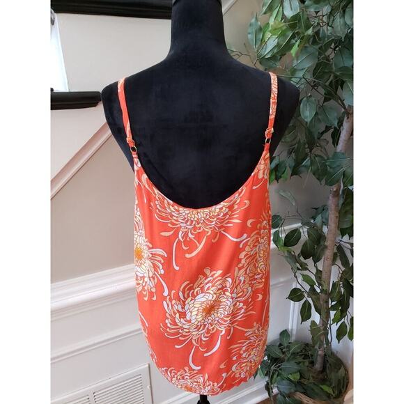 CAbi Women's Orange Floral 100% Rayon Scoop Neck Sleeveless Camisole Top Tank L - Picture 2 of 11